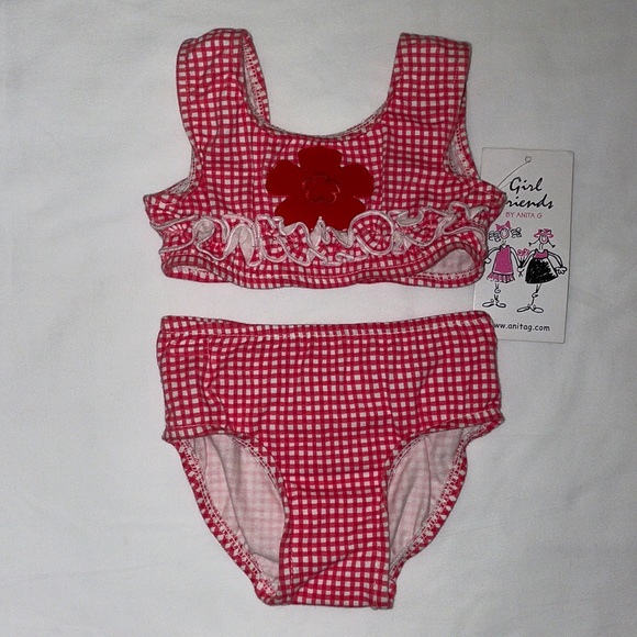 Red Check Ruffle Bikini - Picture 1 of 6